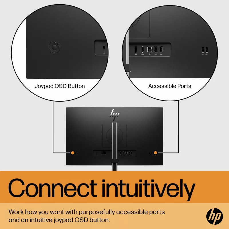 HP E24 G5 FHD PVC Free Monitor, 60.5 cm (23.8 inch), 1920 x 1080 pikseli, Full HD, LCD, 5 ms, czarny, srebrny