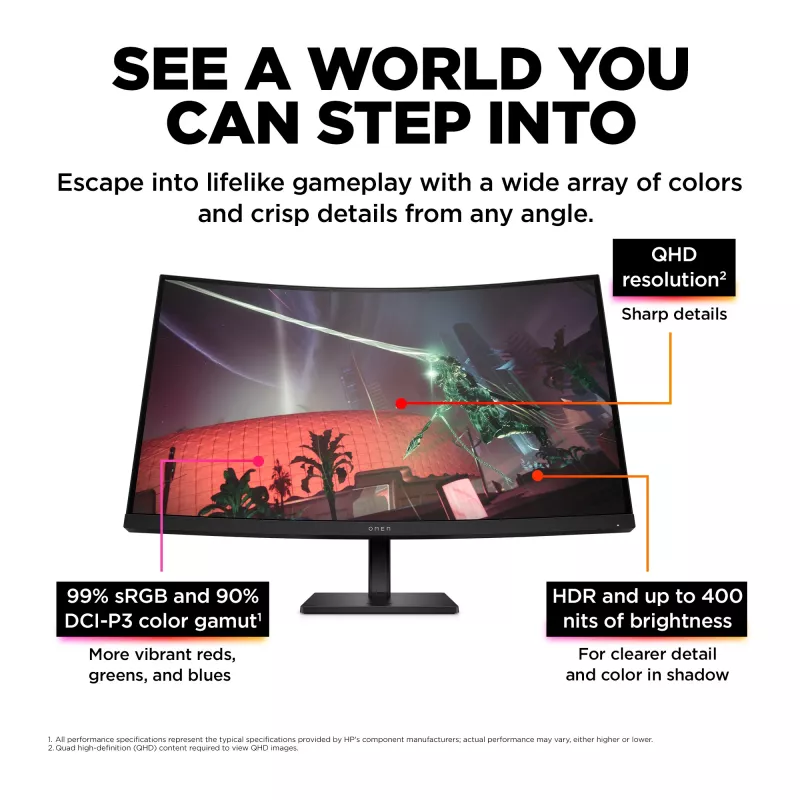 OMEN by HP 31,5-calowy zakrzywiony monitor gamingowy QHD 165 Hz – OMEN 32c