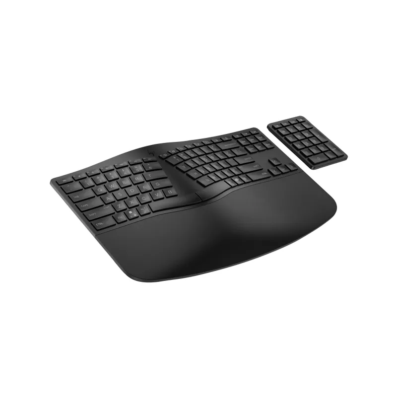 HP 965 Ergonomic Wireless klawiatura, pełnowymiarowa (100%), bezprzewodowa, RF Wireless + Bluetooth, membranowa, czarna