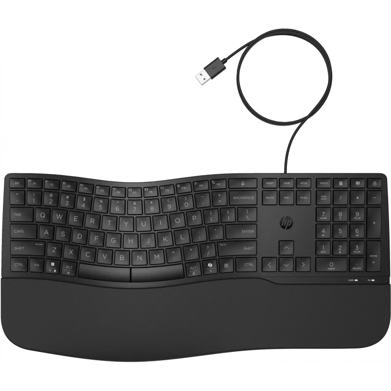 Przewodowa klawiatura pełnowymiarowa HP 485 Comfort z USB i 23 programowalnymi klawiszami