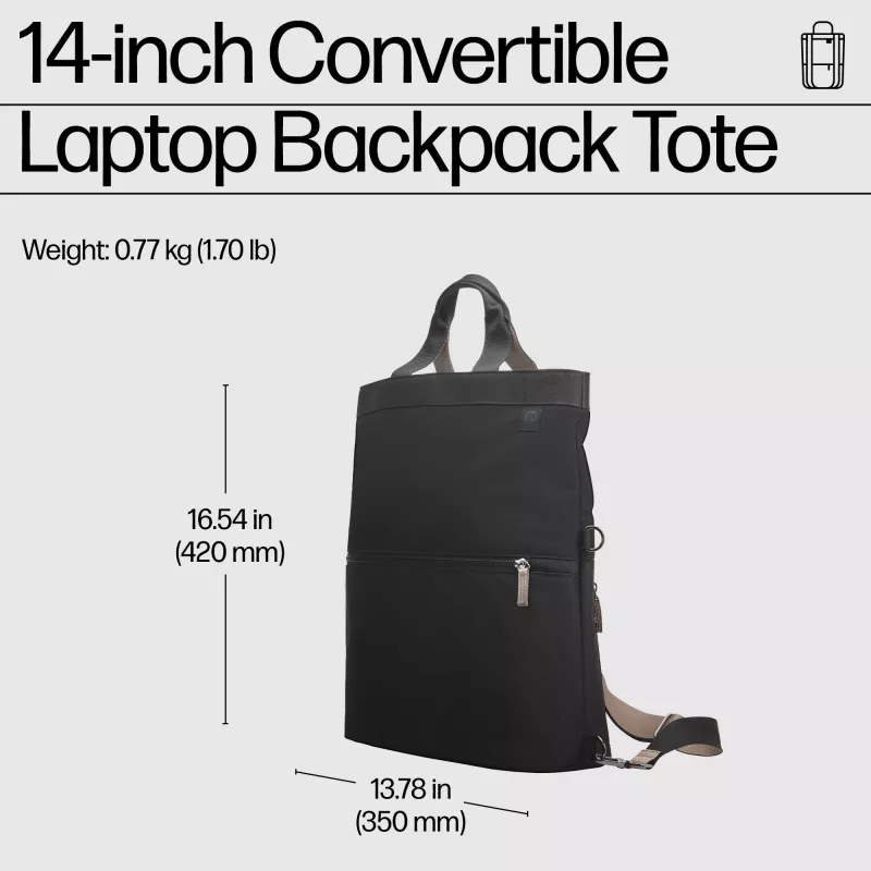 HP 14-calowy konwertowalny plecak-torba na laptopa Rodzaj etui: Plecak Maksymalny rozmiar ekranu: 35,8 cm Waga: 770 g