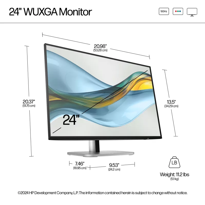Monitor HP Series 5 Pro 24 cale WUXGA - 524pn, 61 cm (24 cale), 1920 x 1200 pikseli, WUXGA, LCD, 5 ms, czarny