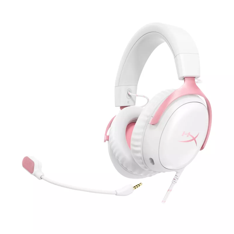 HyperX Cloud III - Zestaw słuchawkowy do gier (Biały/Różowy)