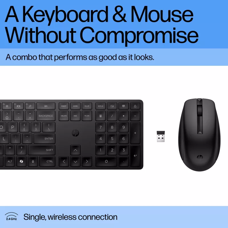 HP 655 Bezprzewodowa klawiatura i mysz Combo, Czarny, mysz w zestawie