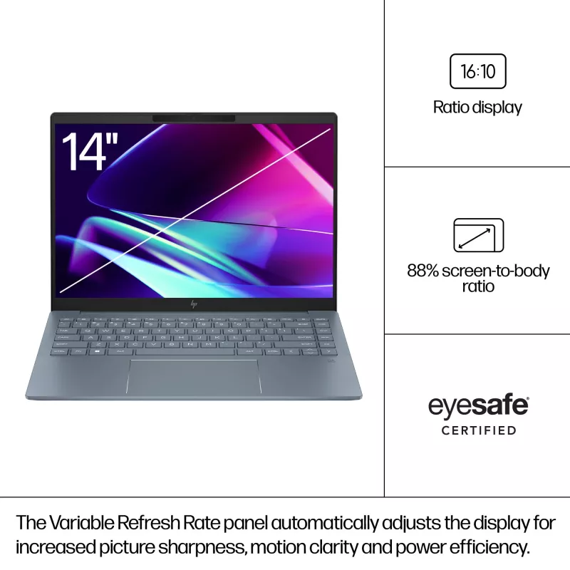 HP Pavilion Plus 14-ew1006na Intel Core Ultra 5 125H Laptop 35.6 cm (14 cali) WQXGA 16 GB LPDDR5x-SDRAM 512 GB SSD Wi-Fi 6E (802.11ax) Windows 11 Home AI PC srebrny (produkt odnowiony)