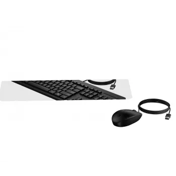 HP 225 Wired mysz and KB G2 Belgium - lokalizacja angielska AZERTY BE - Mysz - klawiatura AZERTY z myszą do biura, USB, czarna