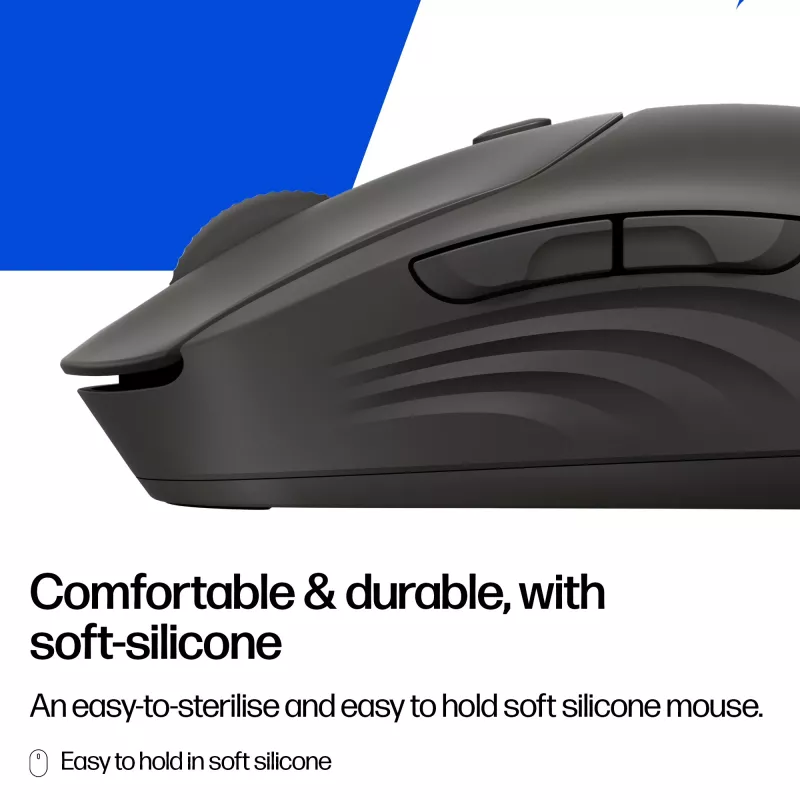 Mysz bezprzewodowa HP 405 Quiet — symetryczna, optyczna 1200 DPI, RF Bezprzewodowa + Bluetooth, 5 przycisków, zasilana bateriami, czarna