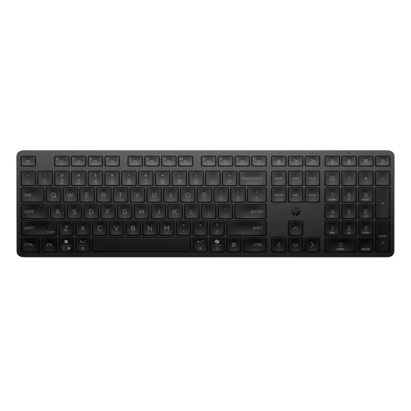 Klawiatura HP 495K dwutrybowa do wielu urządzeń, pełnowymiarowa (100%), bezprzewodowa, USB + Bluetooth, czarna
