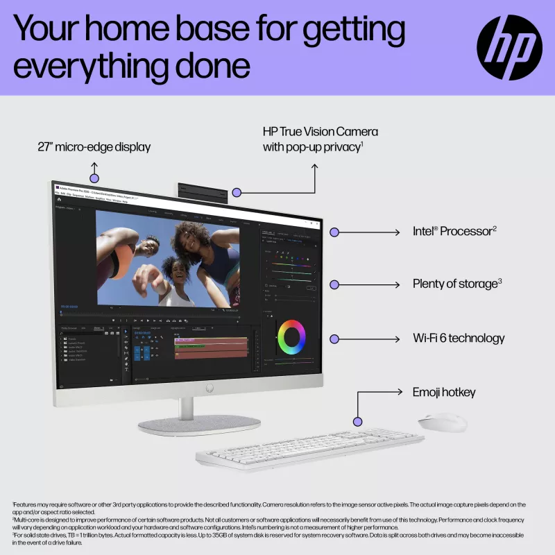 HP All-in-One 27-cr0048na Intel® Core™ i7 i7-1355U 68,6 cm (27 cali) 1920 x 1080 pikseli All-in-One PC 8 GB DDR4-SDRAM 1 TB SSD Windows 11 Home Wi-Fi 6 (802.11ax) Biały