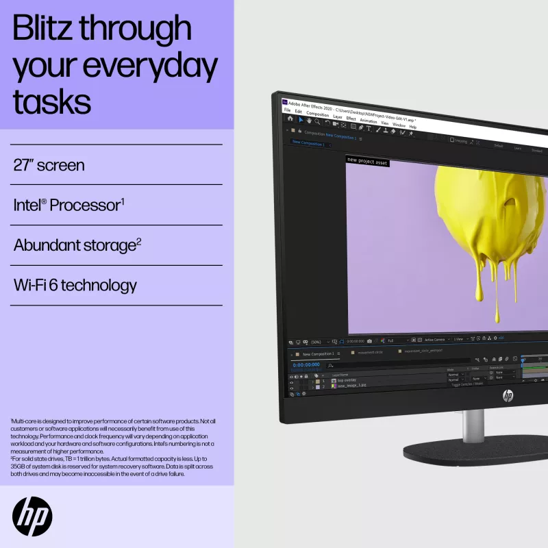 HP All-in-One 27-cr0048na Intel® Core™ i7 i7-1355U 68,6 cm (27 cali) 1920 x 1080 pikseli All-in-One PC 8 GB DDR4-SDRAM 1 TB SSD Windows 11 Home Wi-Fi 6 (802.11ax) Biały