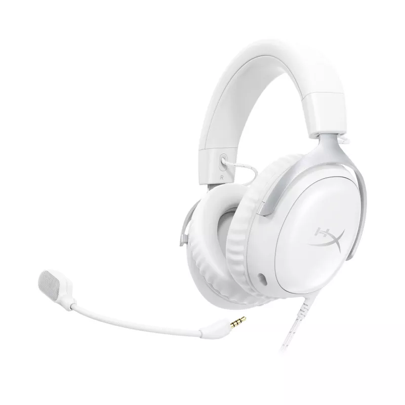 HyperX Cloud III - Zestaw słuchawkowy do gier (biały), Biały, Chiny, Tajlandia, Wokółuszne, Zamknięte, 155 mm, 86,7 mm