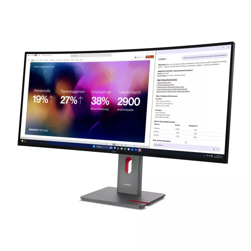 Monitor Lenovo ThinkVision P40WD-40 39,7 cala WUHD 5120x2160 LCD 21:9 6 ms Hub USB Głośniki Regulowana wysokość VESA