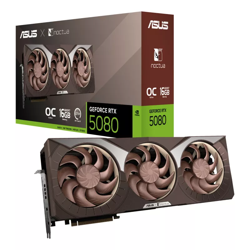 Karta graficzna ASUS GeForce RTX 5080 16 GB GDDR7, PCIe 5.0, 256-bit, 385×80×151 mm, 3 wentylatory, zasilanie 16-pin