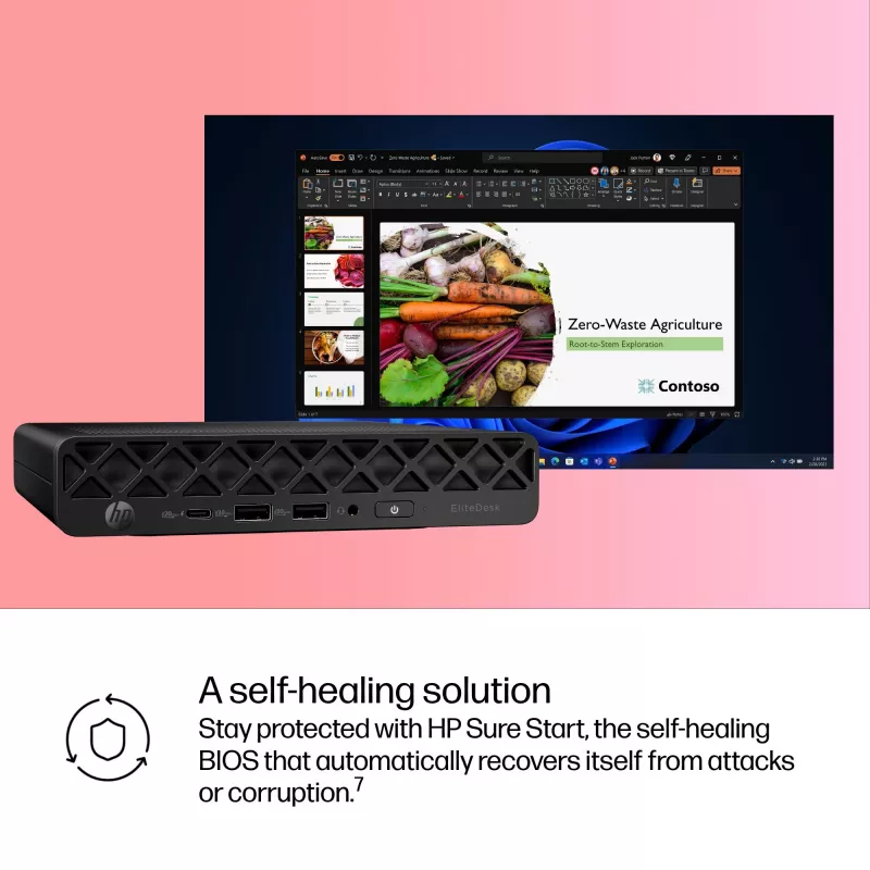 Mini PC HP EliteDesk 8 Mini G1i AI — Intel Core Ultra 7 265T, 16 GB DDR5, 1 TB SSD, Windows 11 Pro, Czarny