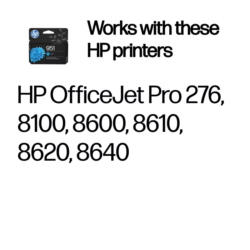 HP 951 cyjan Oryginalnyna kaseta z tuszem, Cyjan, 1 szt., 535 stron