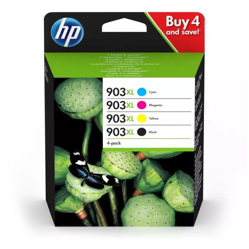 HP 903XL wkład atramentowy 4 szt. Oryginalny Wysoka (XL) wydajność Czarny, Cyjan, magenta, Żółty