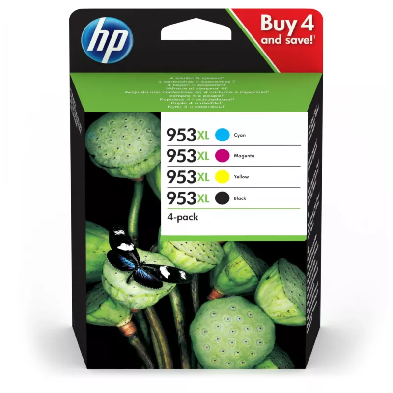 Oryginalny wkład atramentowy HP 953XL o wysokiej wydajności (XL) – czarny, cyjan, magenta, żółty