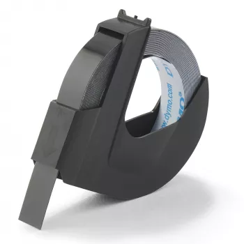 Taśma do etykietowania wytłaczanego DYMO Oryginalny | rolka 9 mm x 3 m | Biały nadruk na czarnym | Samoprzylepna | Do wytłaczarek etykiet | 1 szt.