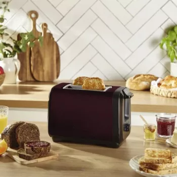 Toster MOULINEX LT5S05E0 — 2-kromkowy, 1300 W, obudowa ze stali nierdzewnej, czarno-czerwony