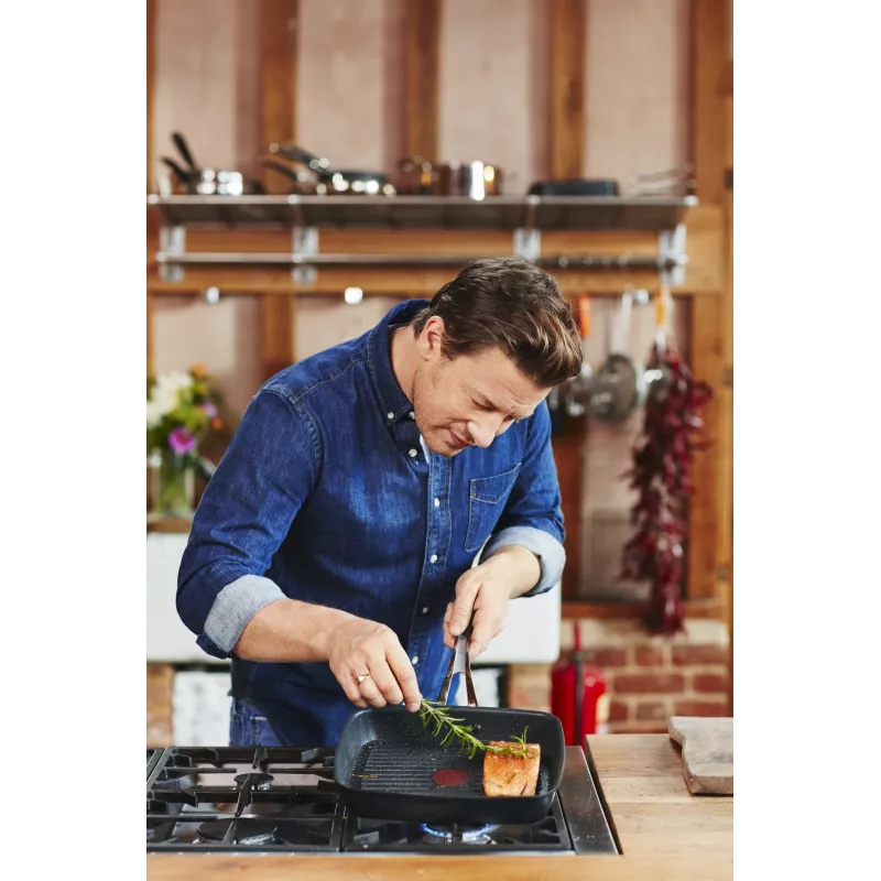 Tefal Jamie Oliver E24541 kwadratowe czarne naczynie żaroodporne 2,5 L – średnica dna 17,5 cm, rozmiar 290×458 mm