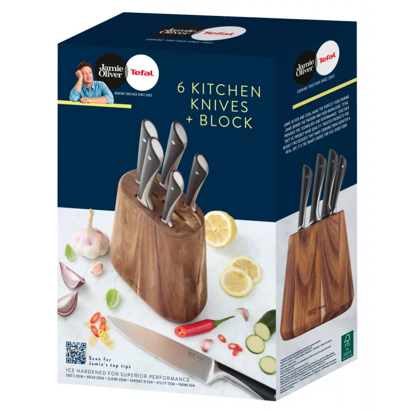 Komplet noży Tefal Jamie Oliver K267S7 7 szt. Ostrza ze stali nierdzewnej