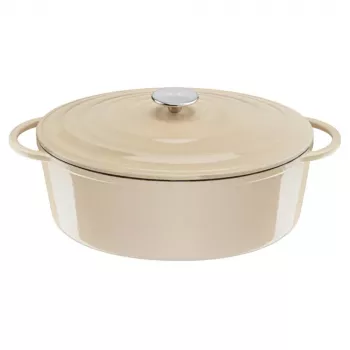 Tefal E25906 Oval Beige żeliwne naczynie kuchenne, średnica 34 cm, owalny kształt