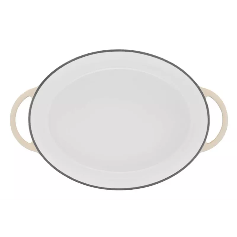 Tefal E25906 Oval Beige żeliwne naczynie kuchenne, średnica 34 cm, owalny kształt