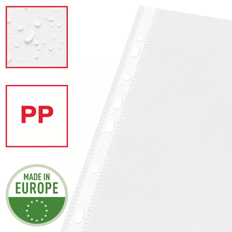 Esselte Koszulki plastikowe A4 - Economy -, 210 x 297 mm (A4), Przezroczysty, Polipropylen (PP), Pionowa, Górne, 230 mm