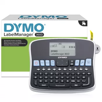 Drukarka etykiet biurkowa DYMO LabelManager | 360D – Akumulatorowa ręczna drukarka etykiet Łatwa w użyciu – Inteligentne przyciski jednym dotknięciem – Klawiatura QWERTY – Duży wyświetlacz | Do organizacji domu i biura