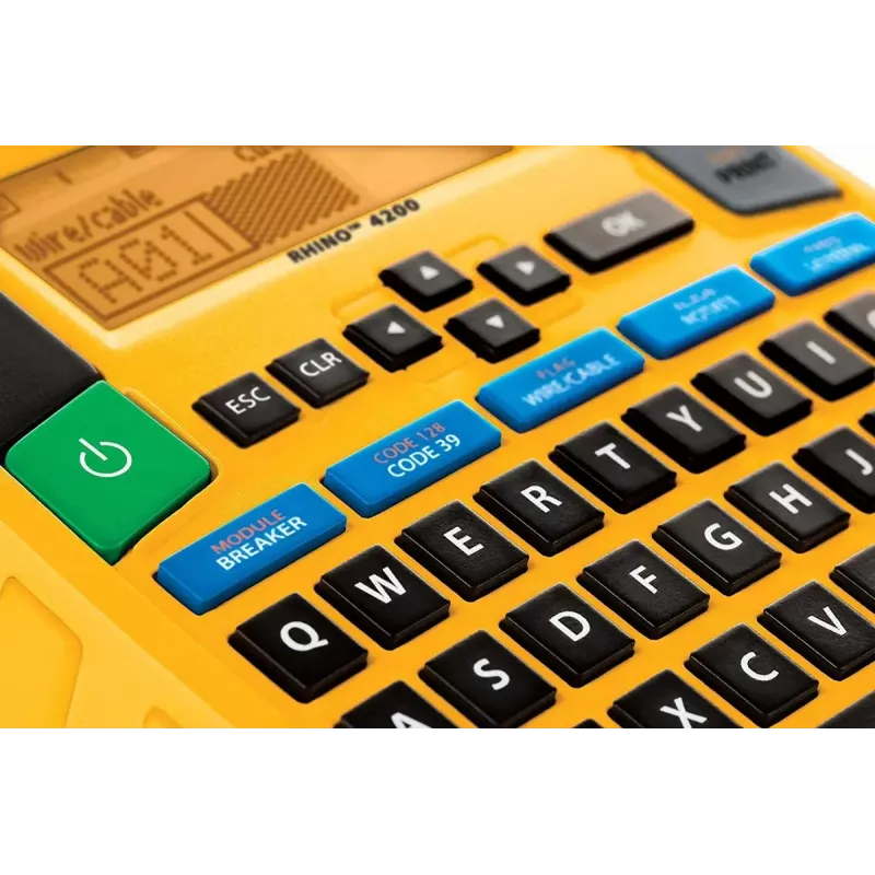 Drukarka etykiet Dymo Rhino 4200 Wireless QWERTY — transfer termiczny, wyświetlacz LED, bateria litowo-jonowa, bezprzewodowa, 100 formatów etykiet