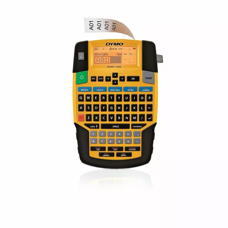 Drukarka etykiet Dymo Rhino 4200 Wireless QWERTY — transfer termiczny, wyświetlacz LED, bateria litowo-jonowa, bezprzewodowa, 100 formatów etykiet