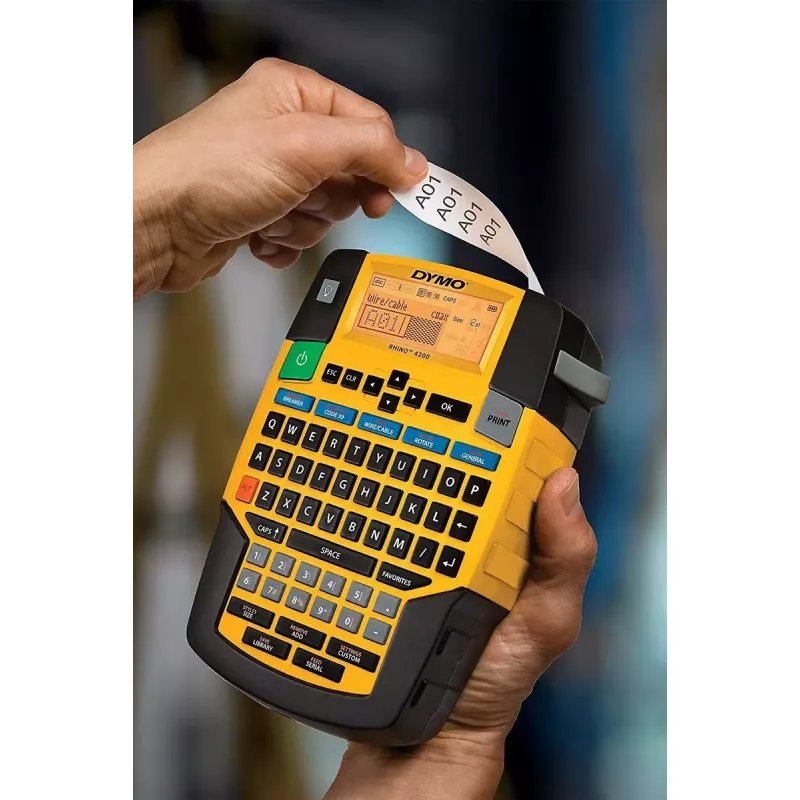 Drukarka etykiet Dymo Rhino 4200 Wireless QWERTY — transfer termiczny, wyświetlacz LED, bateria litowo-jonowa, bezprzewodowa, 100 formatów etykiet