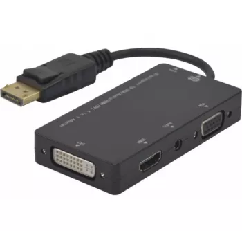 Hypertec 127377-HY adapter kabla wideo DisplayPort DVI-D + VGA (D-Sub) + HDMI Czarny