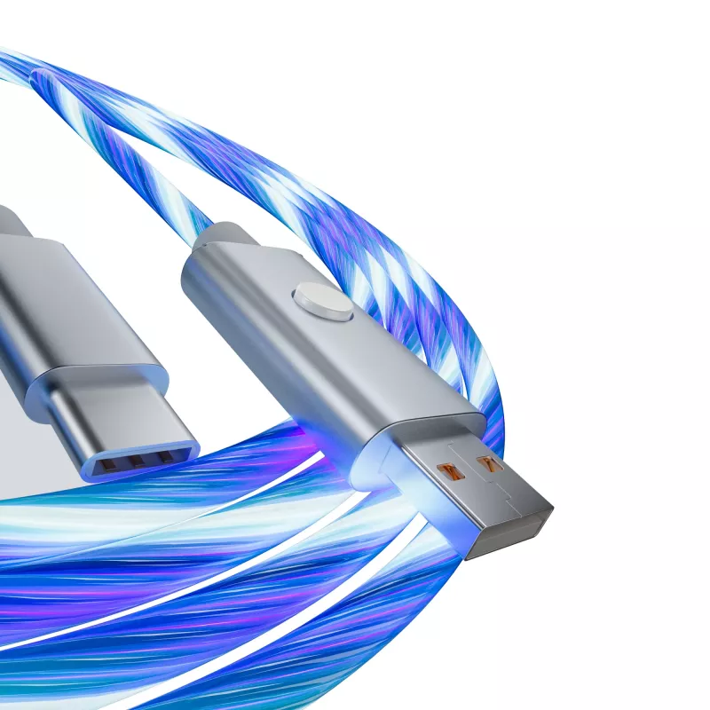 Oniverse Kabel USB-A do USB-C Quick Charge z diodą LED – 2 metry – biały (Wieloplatformowy)