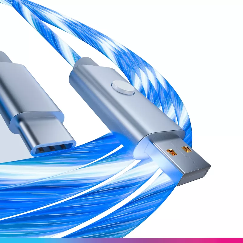 Oniverse Kabel USB-A do USB-C Quick Charge z diodą LED – 2 metry – biały (Wieloplatformowy)