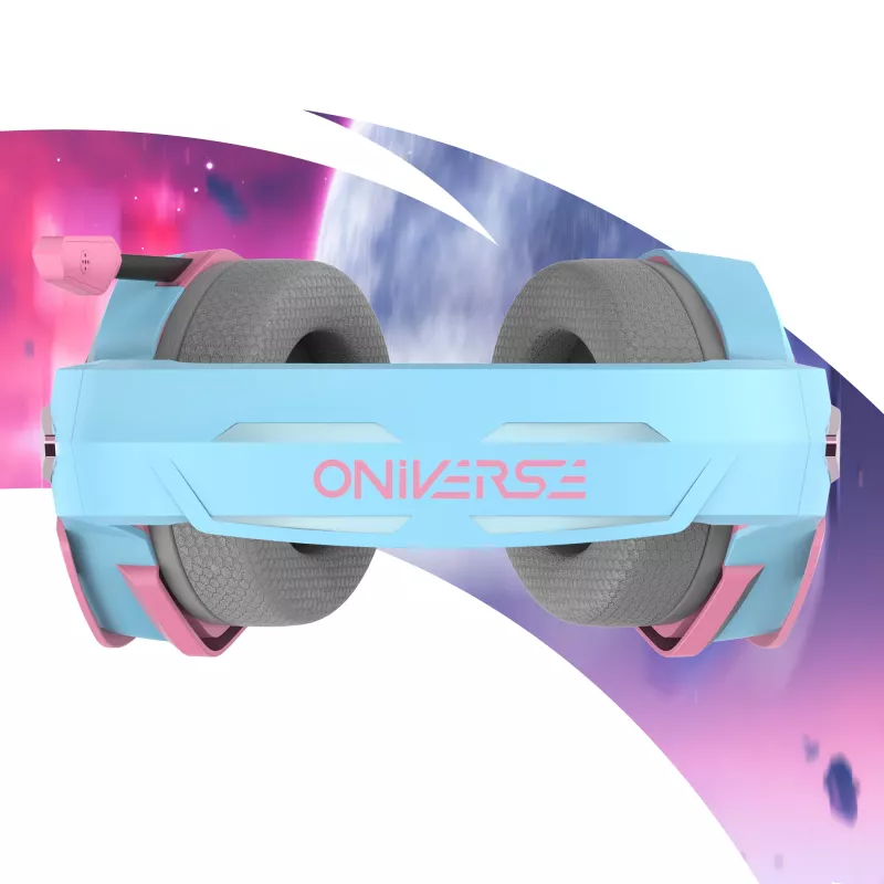 Oniverse Gaming Headset Nebula - Diva Pink (Multiplatform), przewodowy, gaming, 20 - 20000 Hz, 356 g, zestaw słuchawkowy, cyjan, różowy