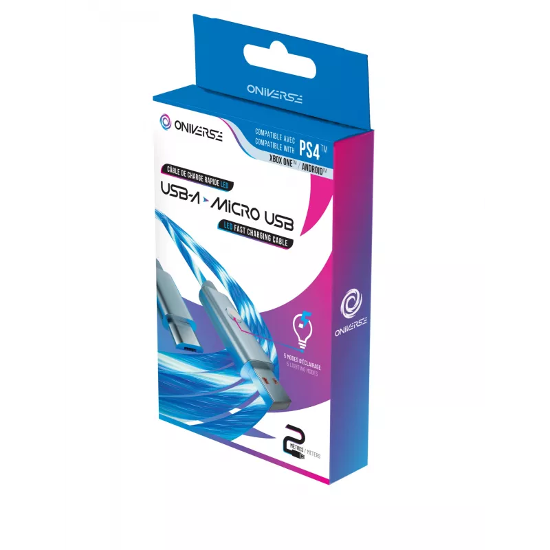 Oniverse Micro USB Charge kabel z LED - 2 meters - biały (Multiplatform)