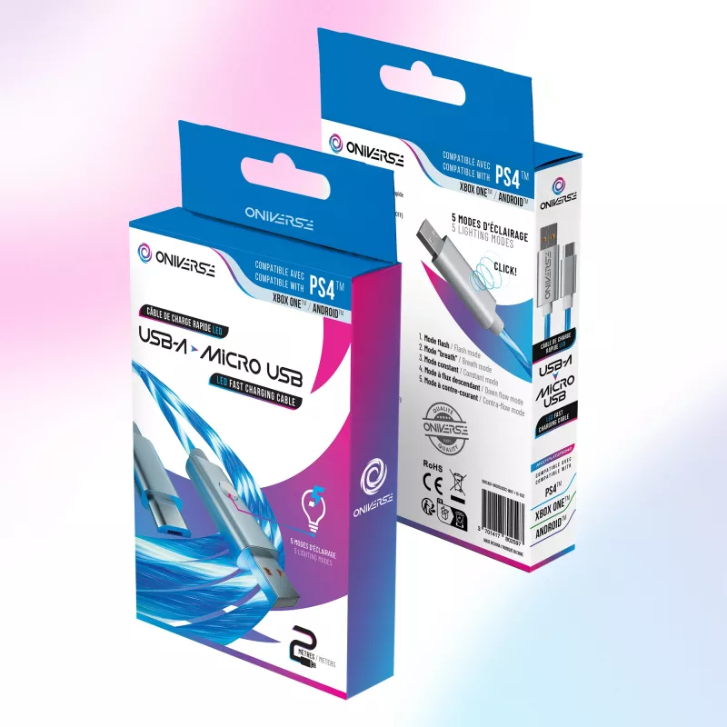 Oniverse Micro USB Charge kabel z LED - 2 meters - biały (Multiplatform)
