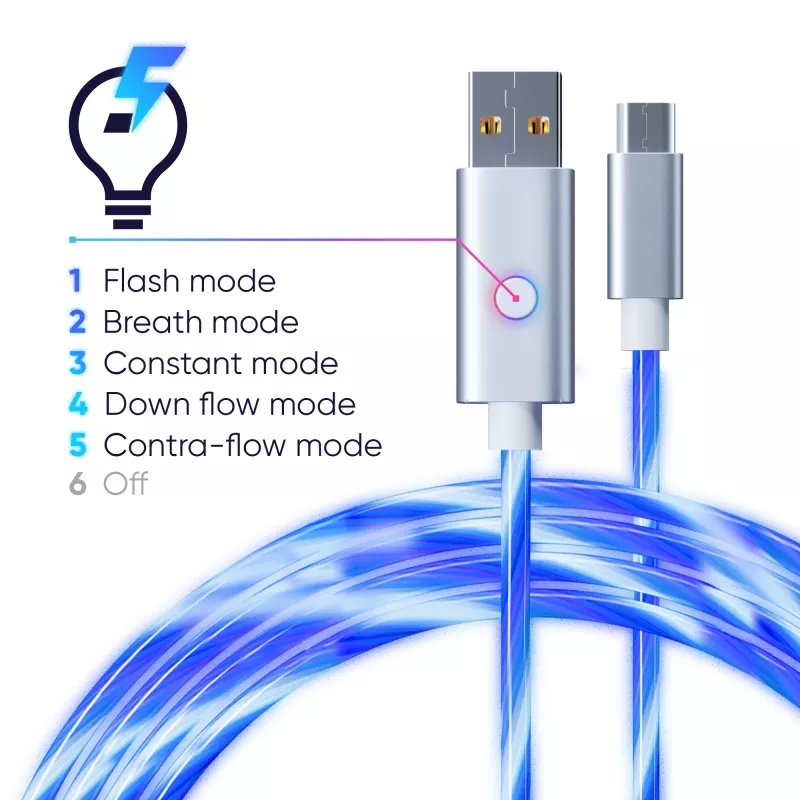 Oniverse Micro USB Charge kabel z LED - 2 meters - biały (Multiplatform)