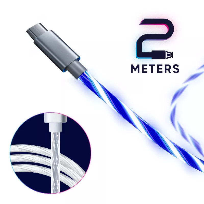 Oniverse Micro USB Charge kabel z LED - 2 meters - biały (Multiplatform)