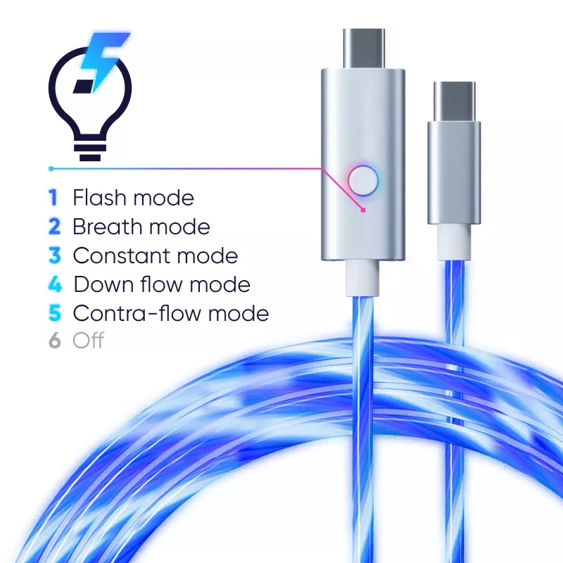 Kabel do szybkiego ładowania Oniverse USB-C do USB-C - 2 metry - LED (Wieloplatformowy)
