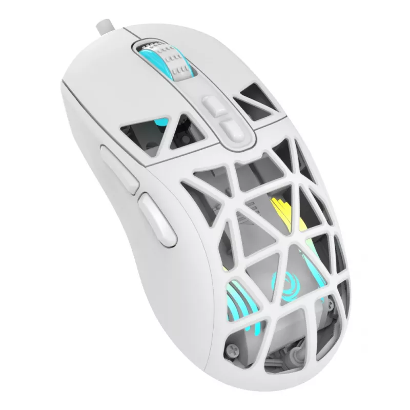 Oniverse - Przewodowa mysz gamingowa Kryo - Luxion biały (PC), symetryczna, optyczna, USB-A, 13800 DPI, biała