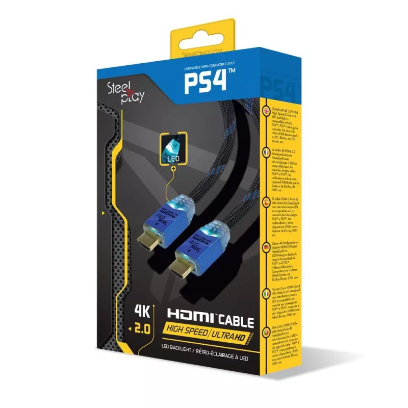 Kabel Steelplay 4K 2.0 HDMI High Speed Ultra HD LED 2M, 2 m, HDMI Typ A (Standard), HDMI Typ A (Standard), 3D, 18 Gbit/s, czarny, niebieski