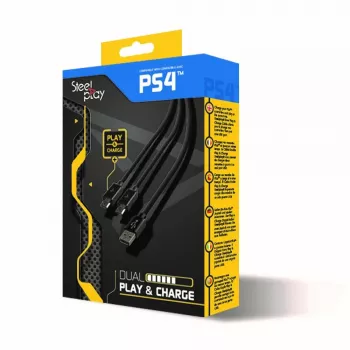Steelplay Dual Play & Charge kabel For Controllers - Czarny (PS4)