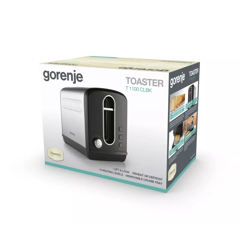 Gorenje T1100CLBK 6 2 kromki 1100 W Czarny
