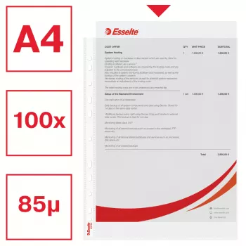 Esselte Plastlomme A4 75my klar 100 st