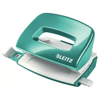 Leitz NeXXt Dziurkacz WOW Mini 2-otworowy / 10 arkuszy, 10 arkuszy, Turkusowy, Szary, Plastik, 8 cm, 5,5 mm, A4