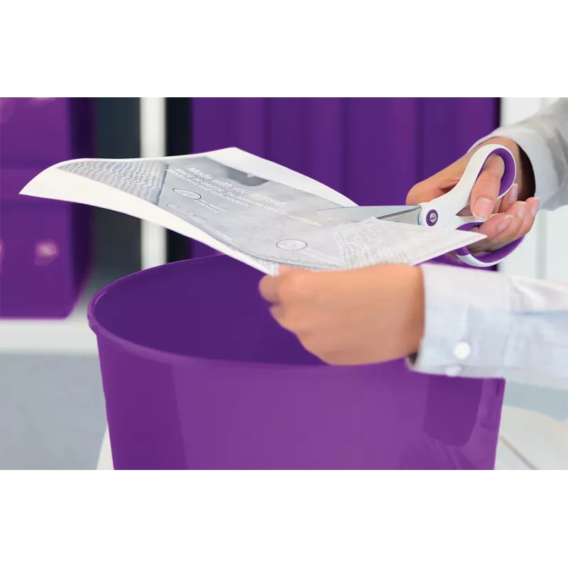 Leitz WOW Titanium Office Scissors 205 mm, cięcie proste, pojedyncze, fioletowe, białe, stal nierdzewna, nożyczki biurowe, tytanowe