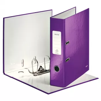 Leitz Szeroki segregator 180° WOW POB/Laminowany A4/80mm, A4, Karton, Fioletowy, 600 arkuszy, 80 g/m², 8 cm