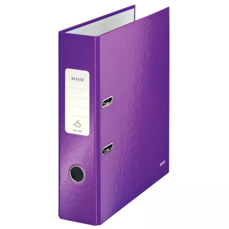 Leitz Szeroki segregator 180° WOW POB/Laminowany A4/80mm, A4, Karton, Fioletowy, 600 arkuszy, 80 g/m², 8 cm